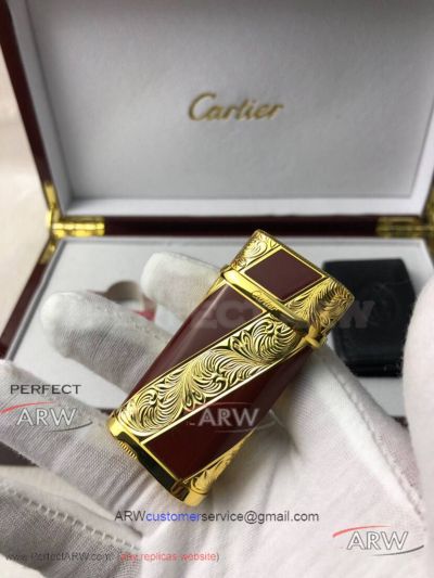 ARW 1:1 Replica AAA Cartier Limited Editions Yellow Gold Jet lighter Gold&Red Cartier Lighter